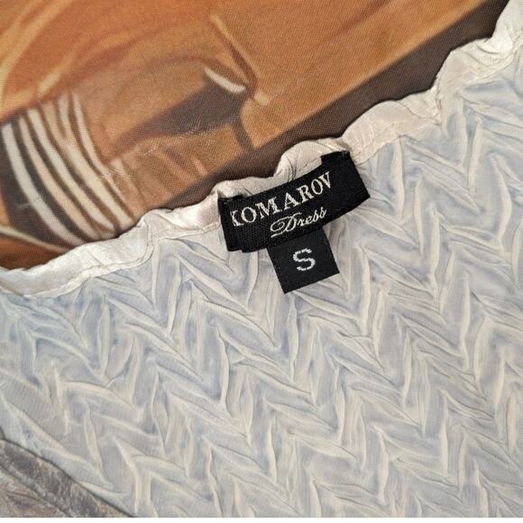 Komarov tiered charmeuse & chiffon dress in Champagne Size S - Picture 5 of 11